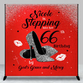 Aperturee - Aperturee Red Glitter High Heels Custom 66th Birthday Backdrop